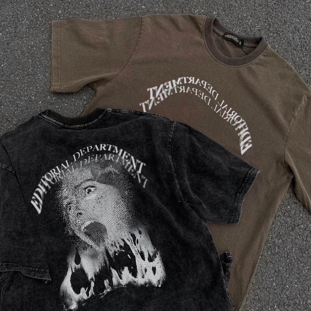 Áo thun wash cotton Unisex cổ tròn dáng rộng 116