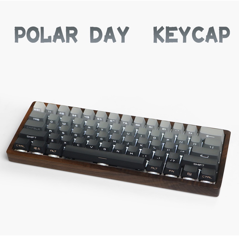 【JKDK】polar day PBT keycap font  transmits light OEM profile gray and white gradient color keycaps