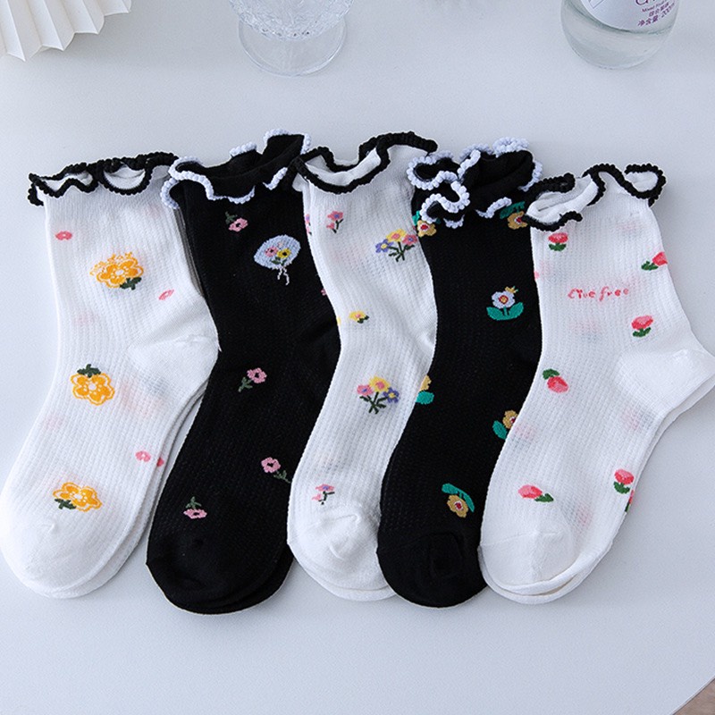 Tất nhún cổ bèo MOKANA tất cao cổ bèo dễ thương phong cách Hàn Quốc TC15