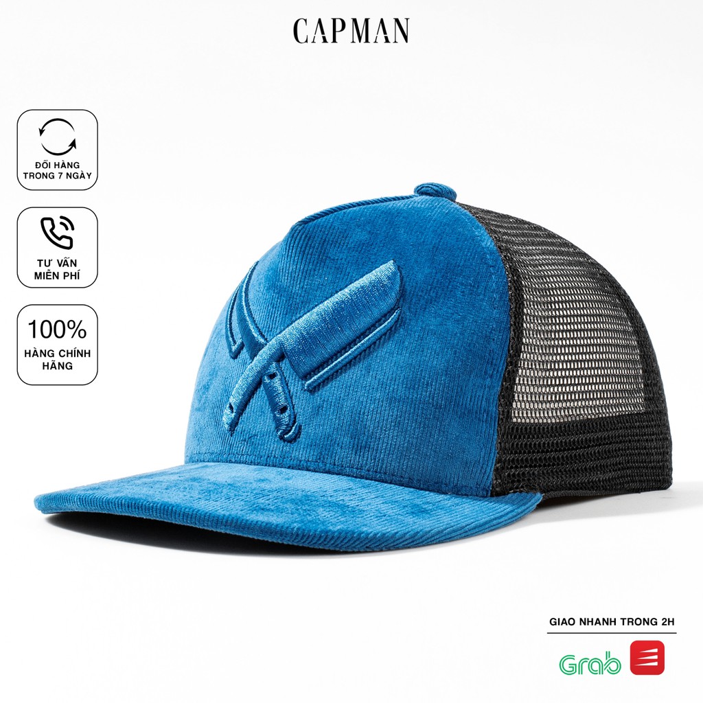 Mũ lưỡi trai CAPMAN chính hãng full box, nón kết nam snapback nhung CM96 màu xanh