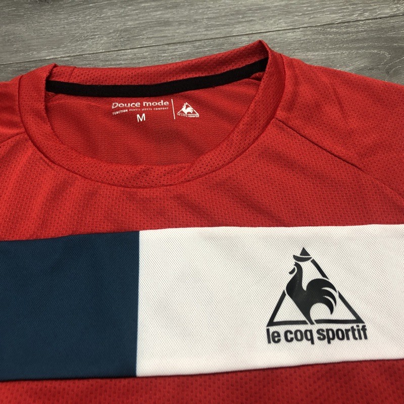 Áo cổ tròn nam Le Coq Sportif chất thun luyện tập thể thao cực thoáng mát, logo giặt bao bền