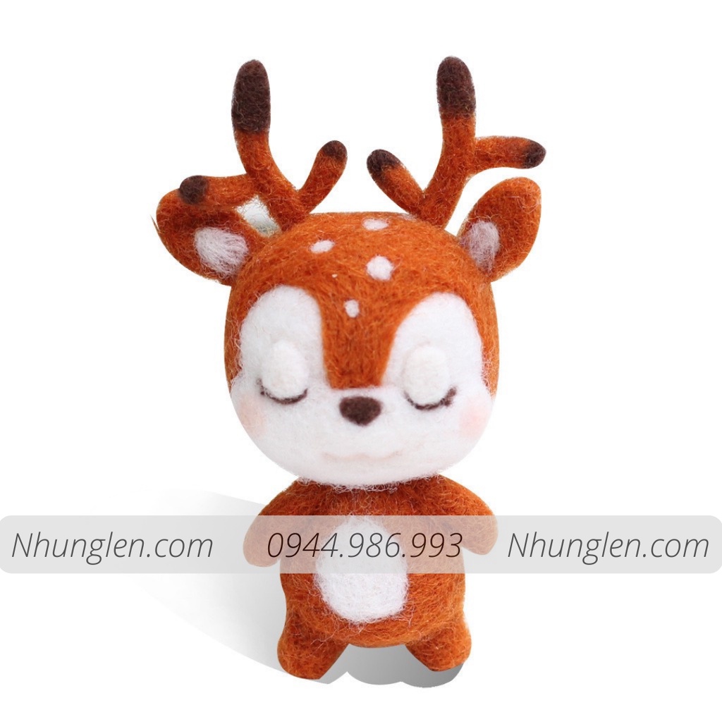 [Có Hướng dẫn làm] Kit Len chọc - Needle Felt bé Nai Ngủ Quên
