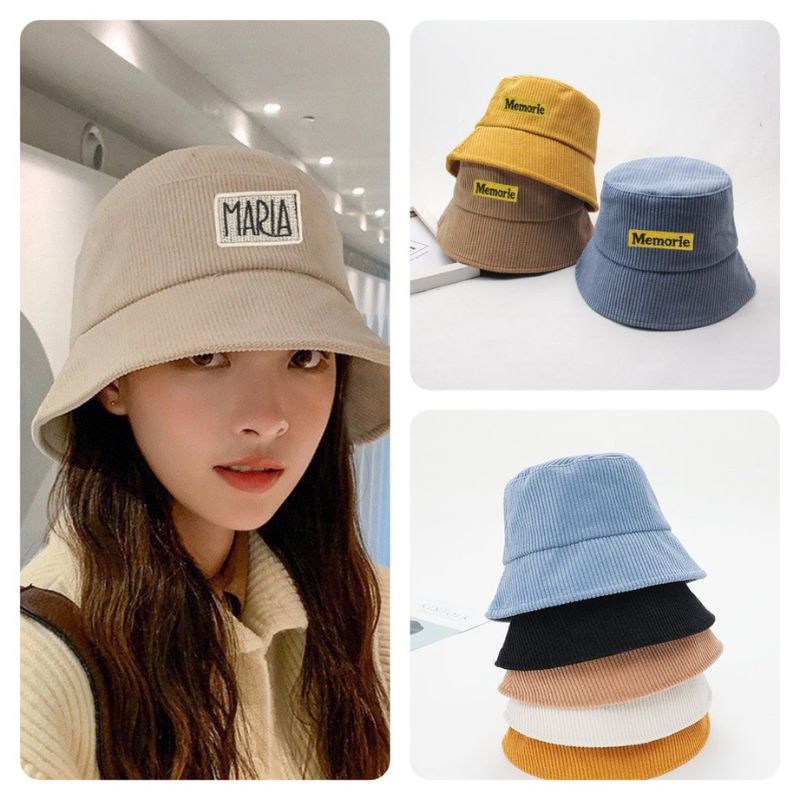 Mũ bucket vành cụp Nón tai bèo thêu chữ chất nhung tăm cao cấp form unisex nam nữ giá rẻ Tucanvas TCV89 M03