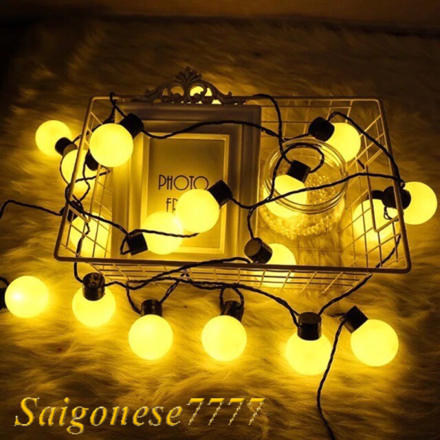 Dài 5 Mét 20 Bóng Đèn Tròn Cherry Ball Ping Pong Dây Đèn Led Chống Nước Trang Trí Ngoài Trời Noel Tết