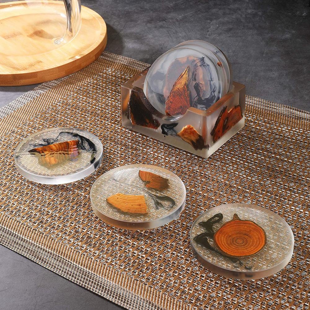 Bộ Thảm Lót Bàn Ăn Bằng Nhựa Resin Chống Trượt In Họa Tiết Quả Thông AUGUSTINA Trang Trí Nhà Cửa / Quán Bar