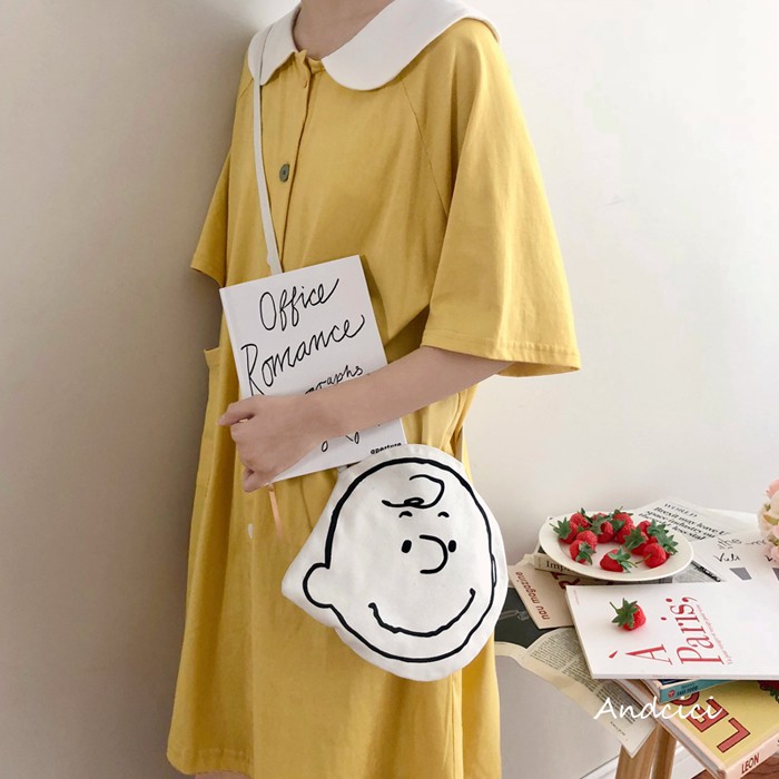 Túi vải đeo chéo/túi tote hình snoopy 2 loại size