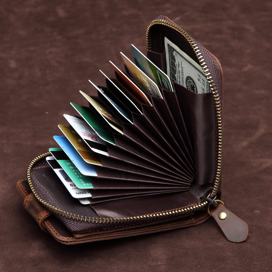 Ví nam nhiều ngăn đựng thẻ ATM, giấy tờ V29 da bò sáp 2 Màu thương hiệu ZACHI