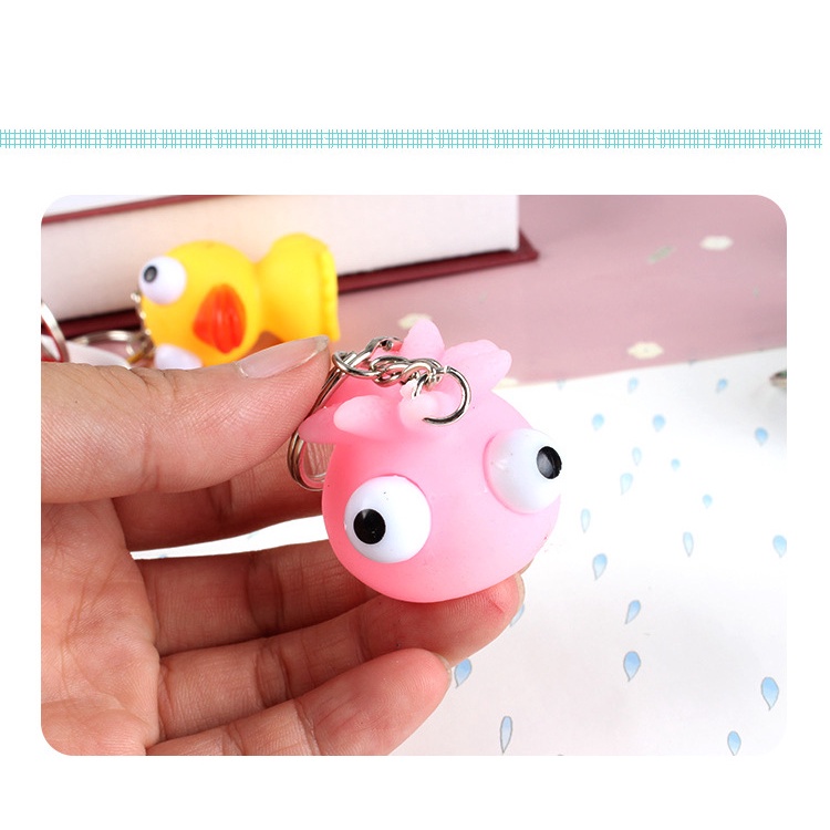 Móc Treo Chìa Khóa Hình Thú Mắt Lồi Siêu Cute