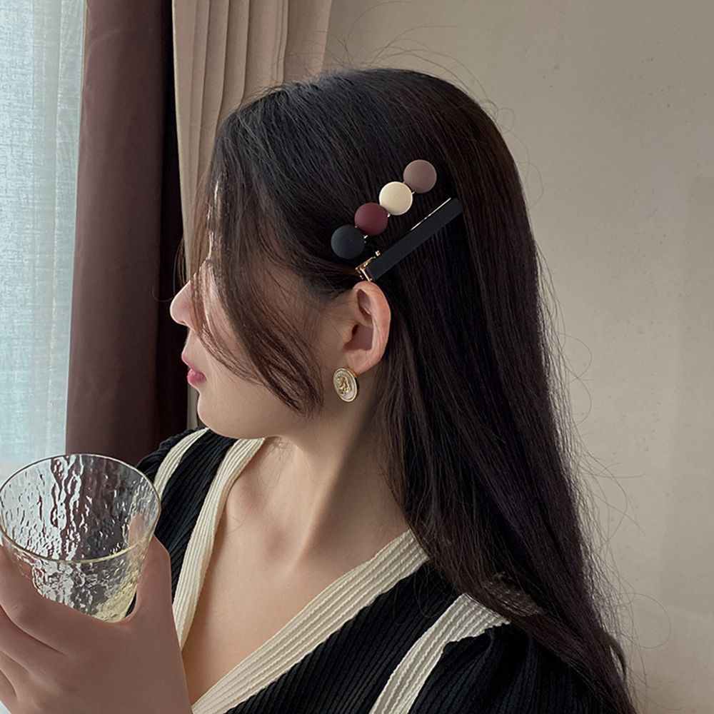 Kẹp Tóc Nhựa Resin Hình Tròn / Chữ Nhật Nhiều Màu Sắc Dễ Thương Phong Cách Hàn Quốc Cho Nữ