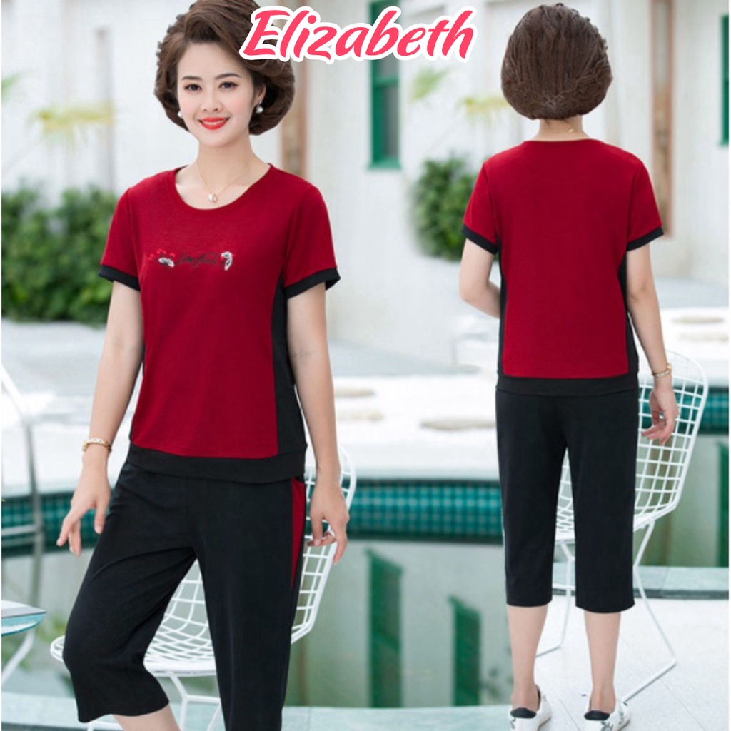 Đồ bộ mặc nhà nữ Elizabeth quần áo trung niên cho mẹ chất liệu Cotton co giãn 4 chiều, form từ 40kg đến 90kg ĐBH.26