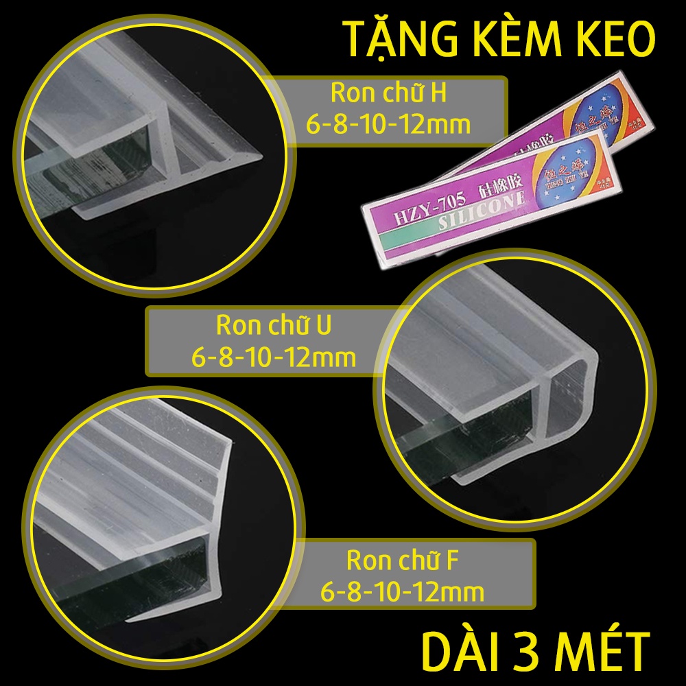 Ron Chuyên Dụng Dán Khung Cửa Kính 6 8 10 12mm Tặng Keo Dán Kính