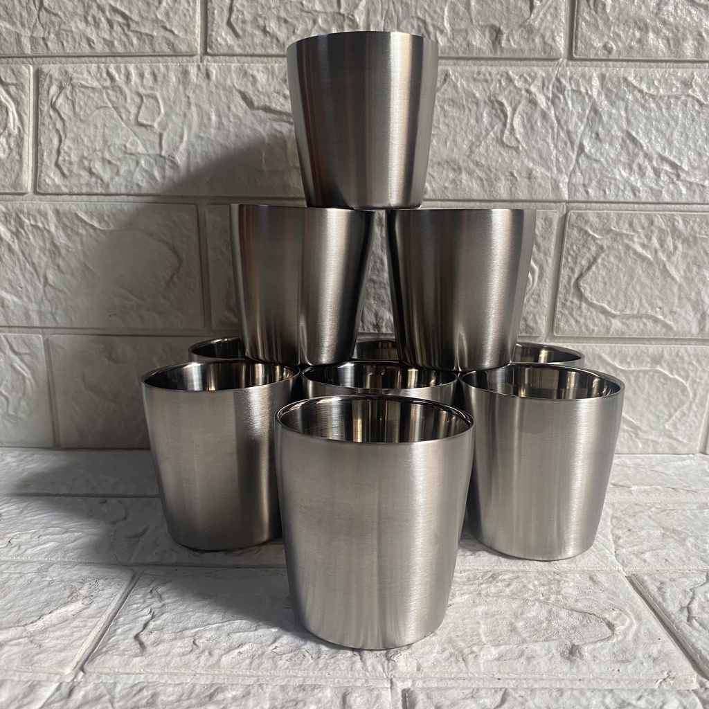 Bộ 5-10 Ly, cốc Inox 304 cao cấp 150ml không nắp. Giữ nhiệt. Thích hợp cho trẻ nhỏ. Làm đá. uống nước. cà phê...
