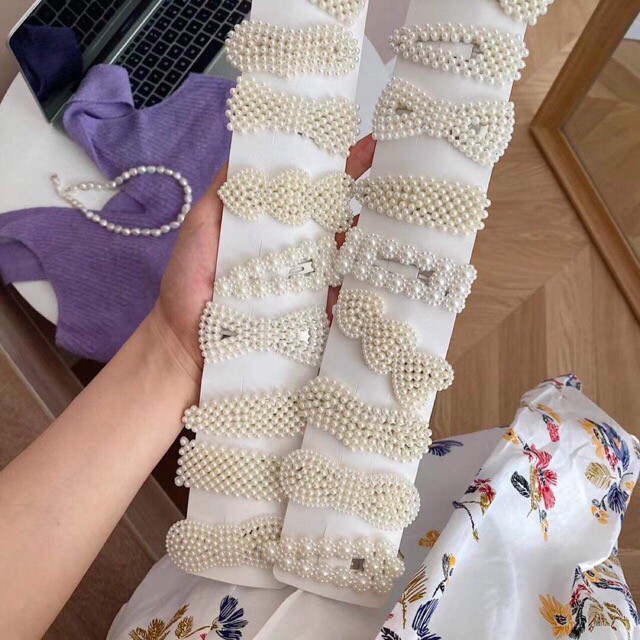 -𝐒𝐀𝐋𝐄- SET 10 Kẹp tóc ngọc Hàn Quốc đính hạt (SET 10 CÁI)