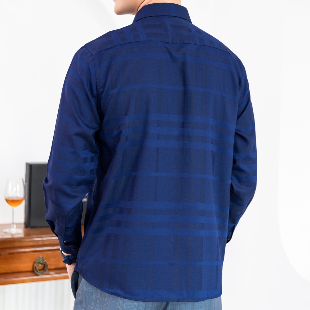 Áo Sơ Mi Nam Công Sở Trung Niên Dài Tay Xanh Tím Than Họa Tiết Kẻ Caro Chìm Thương Hiệu Anton – AT201 | BigBuy360 - bigbuy360.vn
