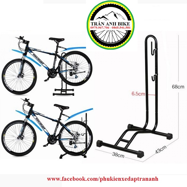 Chân chống xe đạp chữ L có móc dựng bên đa năng