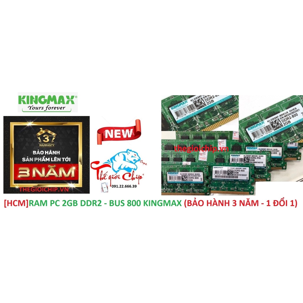 [HCM]RAM PC 2GB DDR2 - BUS 800 KINGMAX (BẢO HÀNH 3 NĂM - 1 ĐỔI 1)