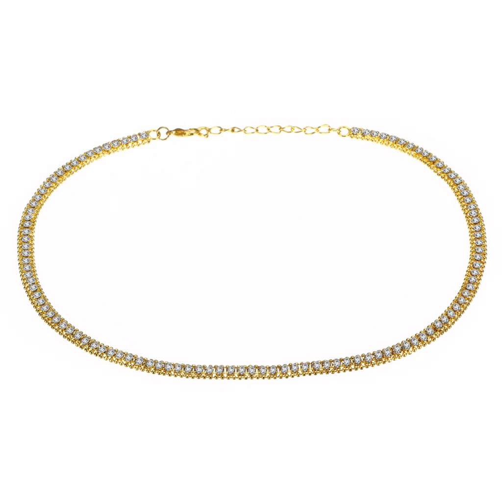 Vòng cổ Dạng Chuỗi Mạ Vàng 18k Đính Đá Sang Trọng Tinh Tế Cho Phái Nữ