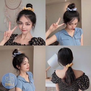 Sét 5 chiếc Cột Tóc Vải Scrunchies Họa Tiết Caro Vintage Hàn Quốc, Dây Buộc Tóc Scrunchies dễ thương