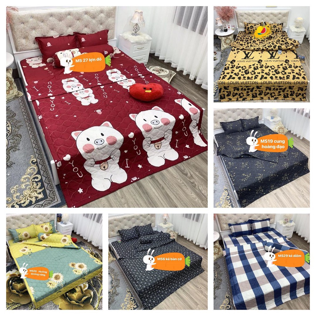 Bộ Ga Gối Cotton Poly đa dạng màu sắc, kích cỡ 1m,1m2,1m4,1m5,1m6,1m8,2m2(heo hồng)