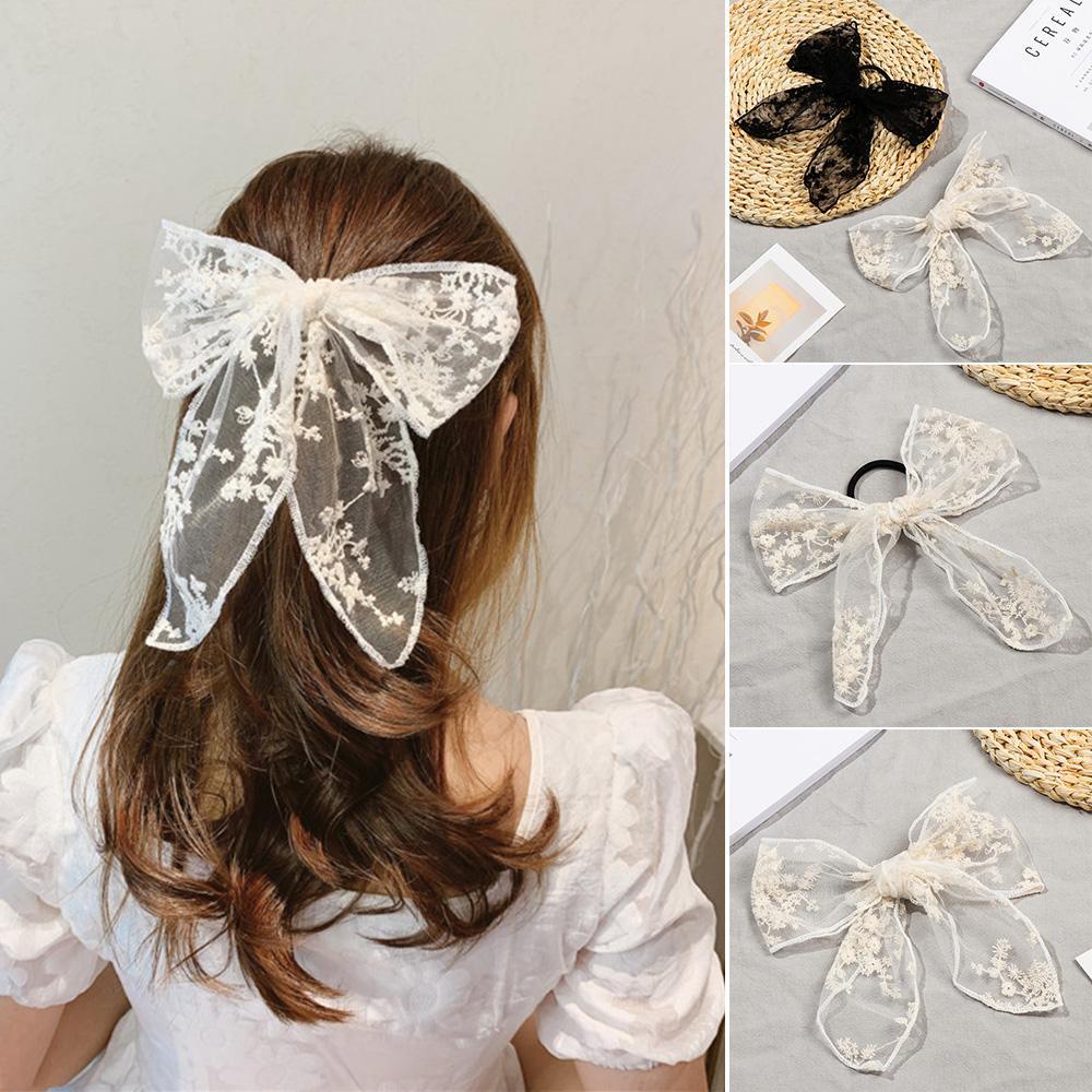 Kẹp Tóc Nơ Màu Trắng Đen Thời Trang Cho Nữ