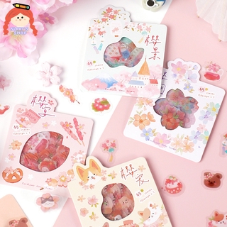 NIKKI Set 45 Miếng Dán Trang Trí Hình Hoa Anh Đào Dễ Thương