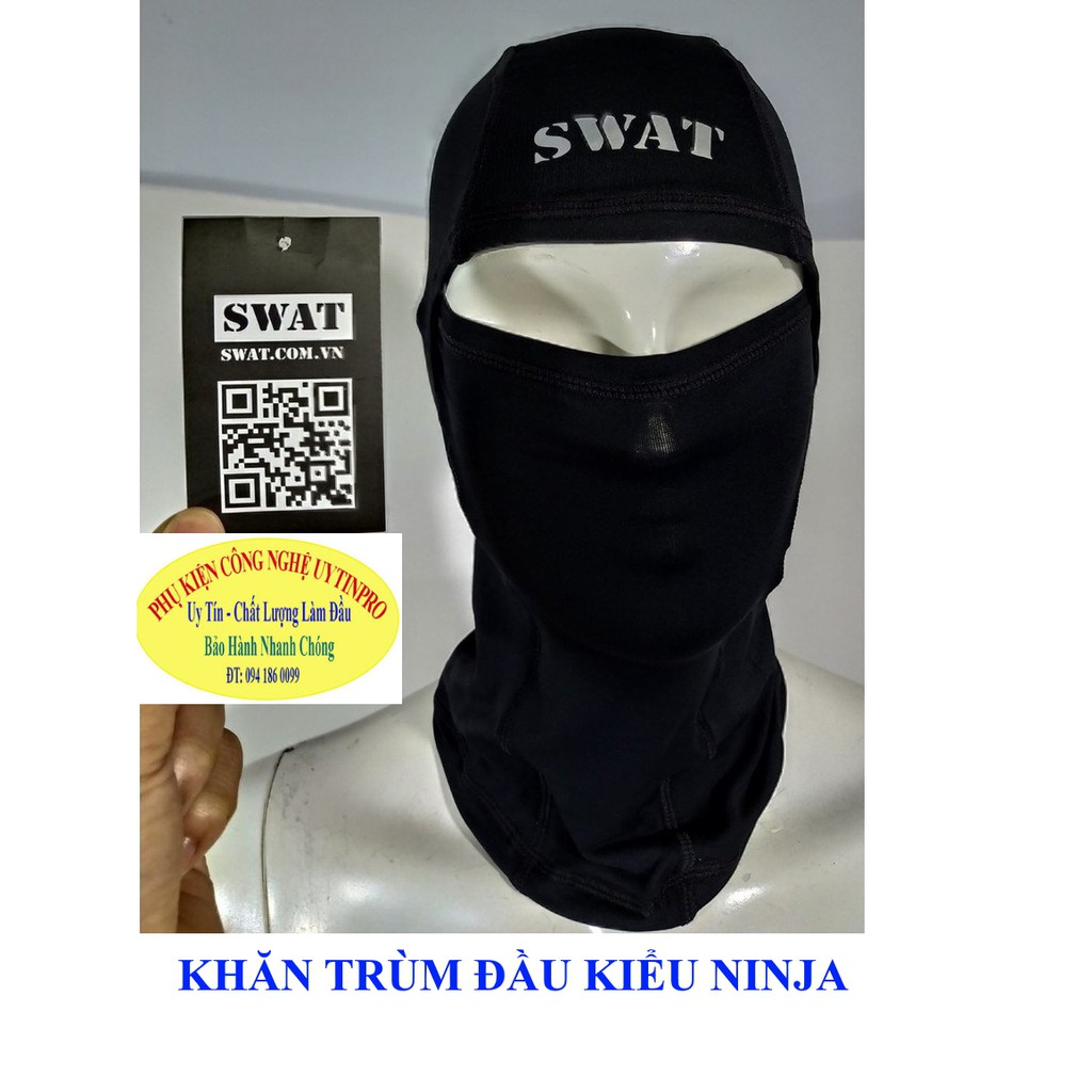 KHĂN TRÙM ĐẦU KIỂU NINJA Swat 3 in 1 Chất liệu vải siêu mềm mịn Co giãn Chống nắng Chống bụi Thương hiệu SWAT Cao cấp