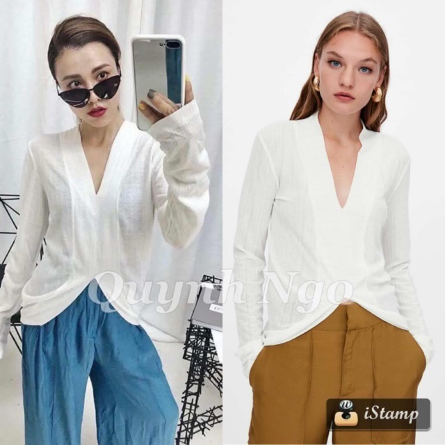 Áo thun cổ tim zara xuất xịn xả kho 70%