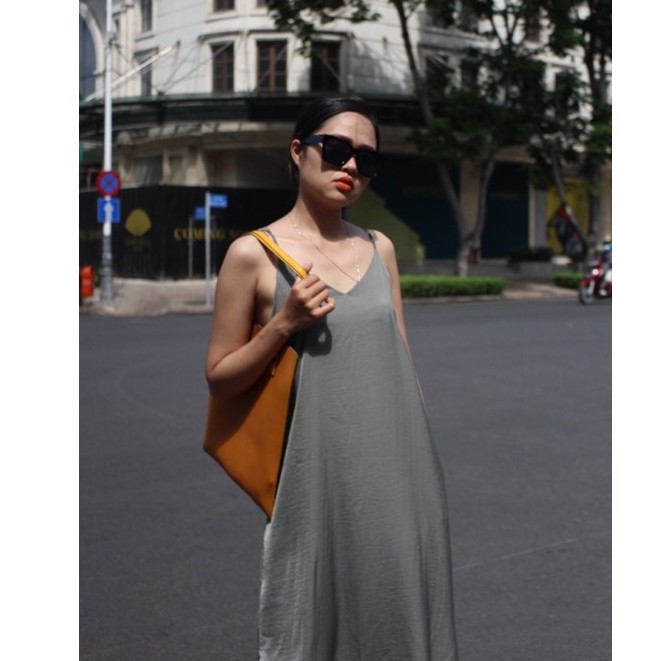 Đầm nữ - váy nữ thiết kế - dáng suông hai dây chất vải lụa