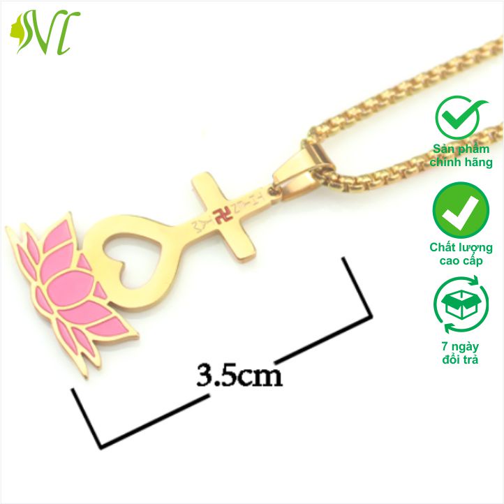 Dây chuyền thiên tâm đạo mạ vàng hồng Người Đẹp Vì Lụa không đen không gỉ xài nước tốt