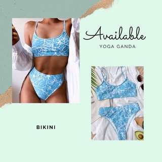 Set bikini xanh hoạ tiết sóng năng động dễ thương