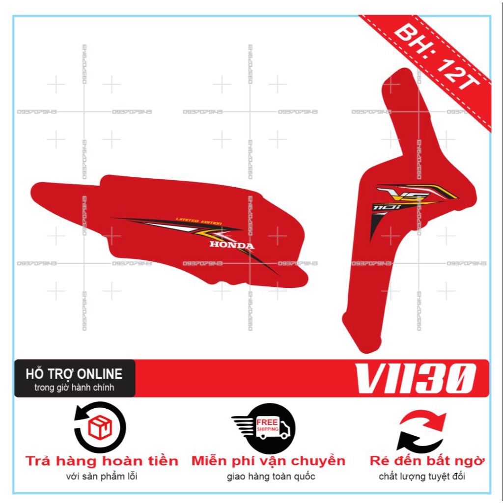 TEM XE VISION 2016 1130 DÁN XE ĐỎ -- SHIN DECAL 2