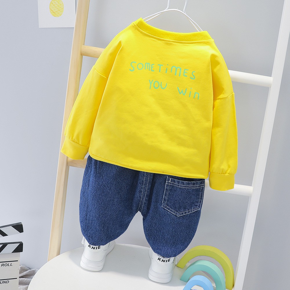 BS26 Size80-120 (6-21kg) set bộ bé trai (áo thun + quần jean dài) Thời trang trẻ Em hàng quảng châu