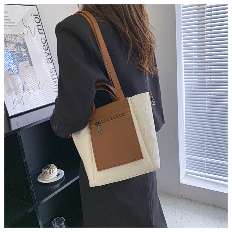 Túi Xách Đeo Vai Sức Chứa Lớn Màu Sắc Tương Phản Phong Cách retro Cao Cấp