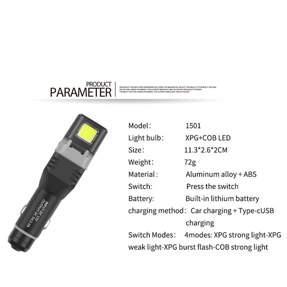 Đèn Pin LED Siêu Sáng XPG + Cob Công Suất Cao Tiện Dụng Cho Xe Hơi