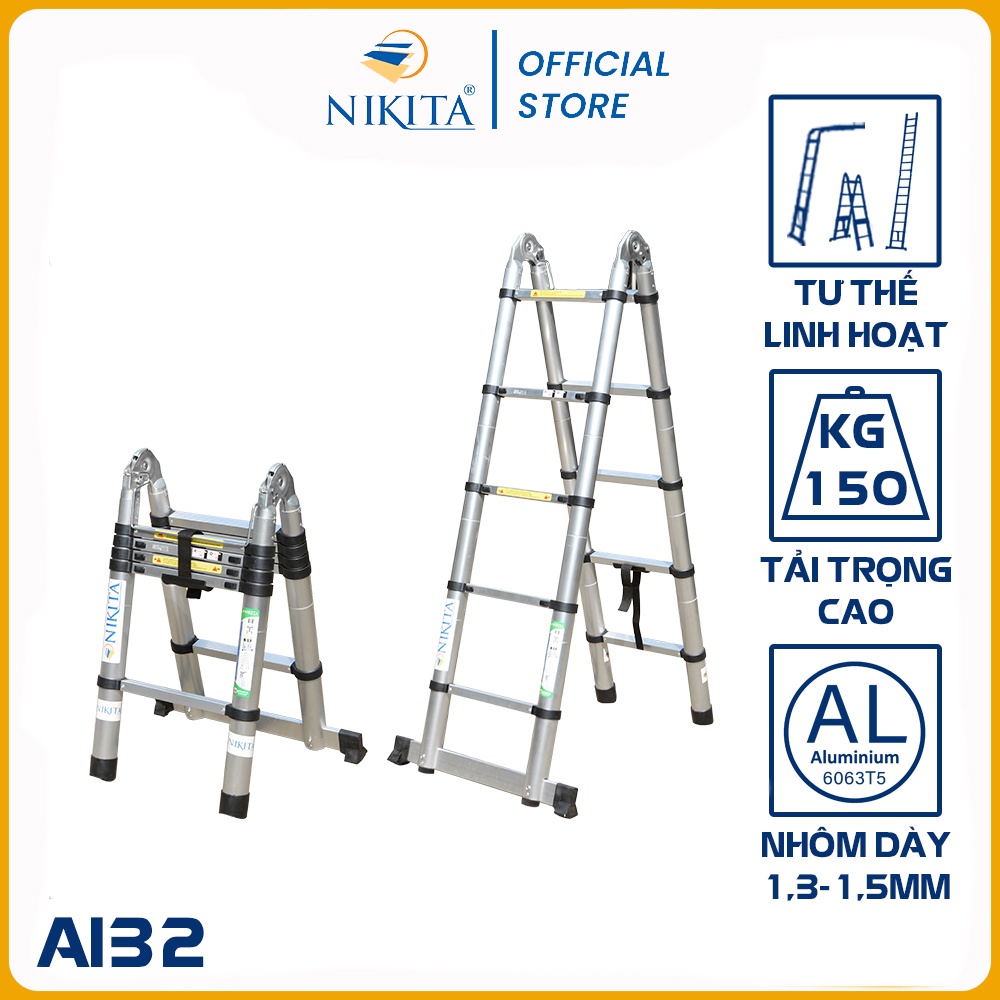 Thang nhôm rút chữ A NIKITA AI32 ( 1.6m+ 1.6m )