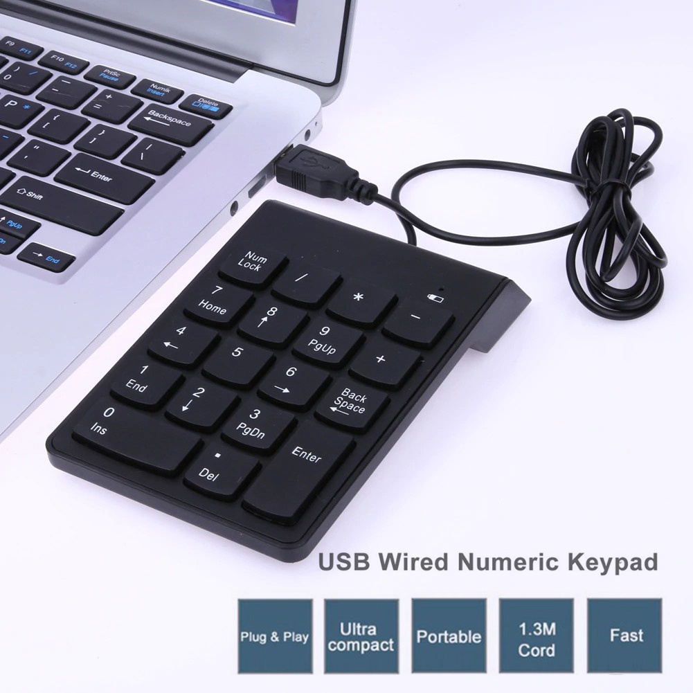 Bàn Phím Số 18 Phím Có Dây Siêu Mỏng Nhỏ Gọn Cho Laptop PC