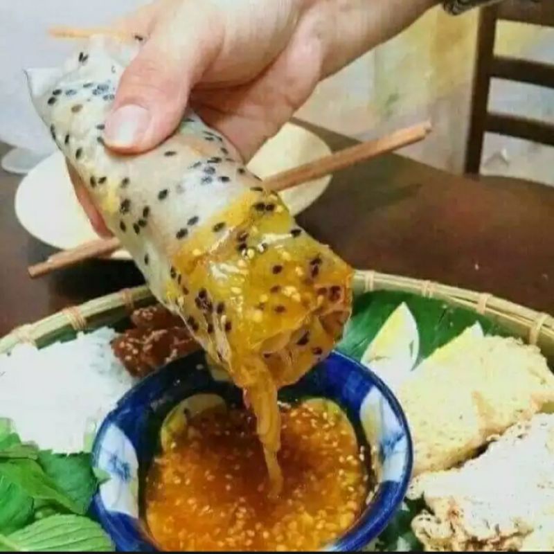 Bánh tráng nhúng mè đen loại 1- đặc sản Phan Rang - Tháp Chàm