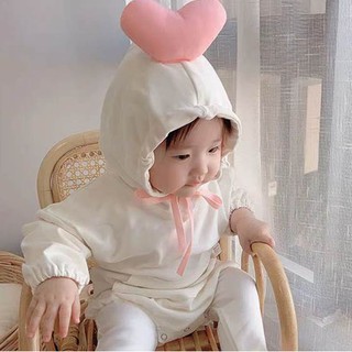 Áo Nỉ Hoodie Mũ Trái Tim Lót Bông Dày Dặn Cho Bé 7-15kg