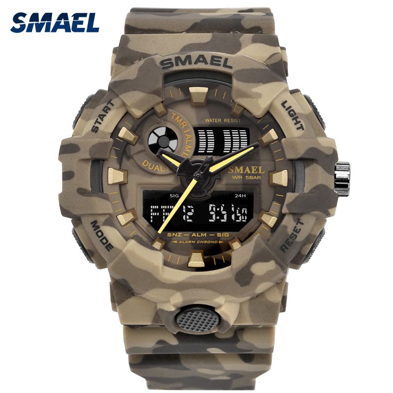 Đồng hồ nam SMAEL 8001dáng thể thao thời trang, cá tính, có chống nước màu Trắng