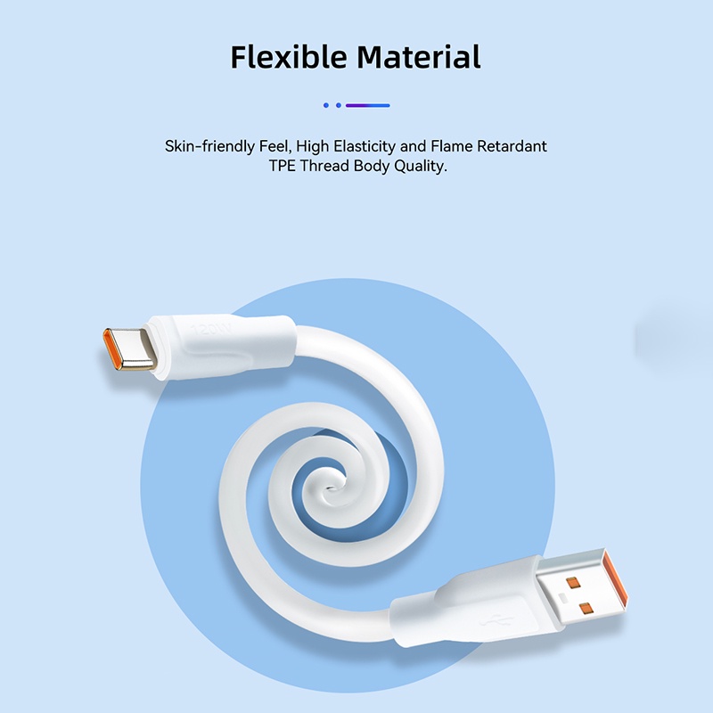 Dây cáp sạc TBTIC 120W 6A Micro USB Type C sạc nhanh thích hợp cho iPhone Huawei Xiaomi Redmi Oneplus