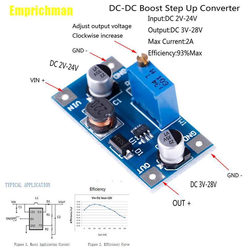Mô Đun Tăng Áp Dc-Dc 2a Từ 2v-24v Sang 3v 5v 6v 9v 12v 19v