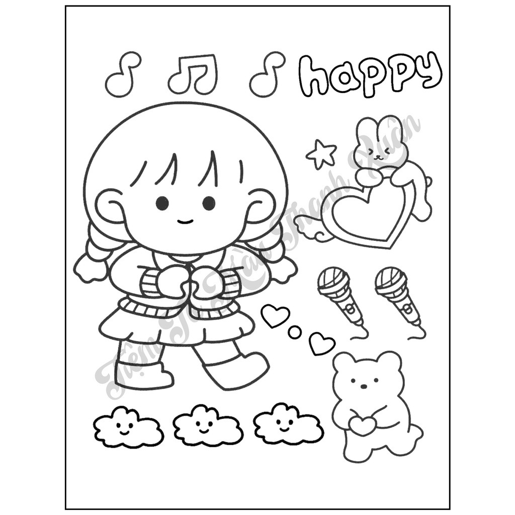 Set 50 Tờ Tranh Tô Màu Bé Gái Xinh Xắn Tô Màu Sáp, Màu Chì - Tiệm Tô Màu Thanh Xuân