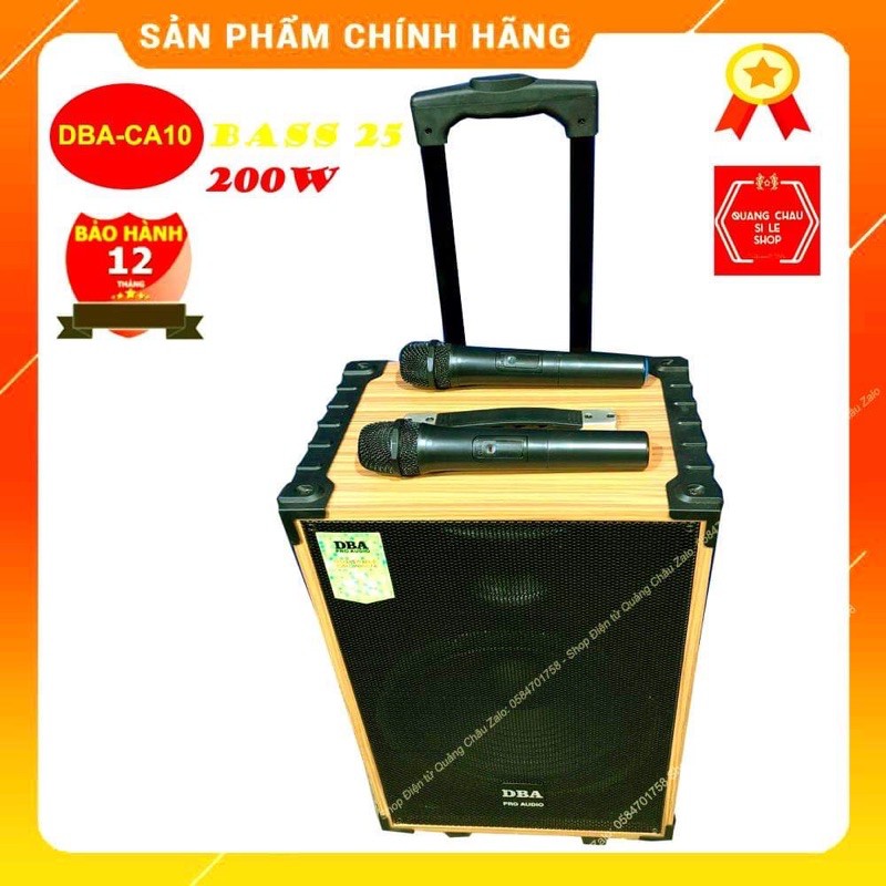 Loa Kéo DBA CA10 Bass 25 Bluetooth 4.0, kèm 2 mic Wireless, có khiển từ xa