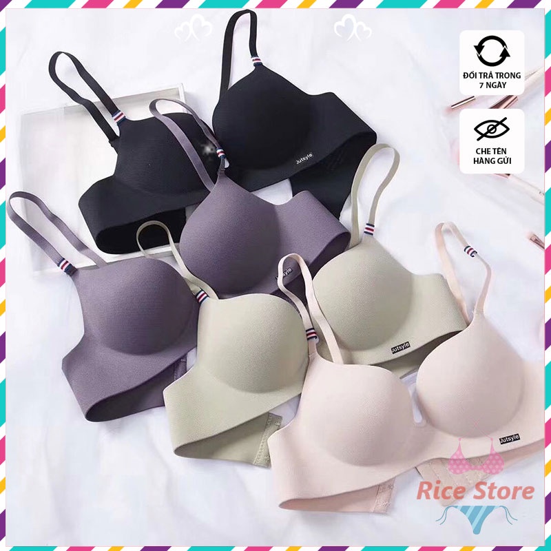 áo lót nữ đúc su mút mỏng không gọng nâng ngực tạo khe RICESTORE bra đệm dày cho ngực nhỏ cao cấp sexy AL024