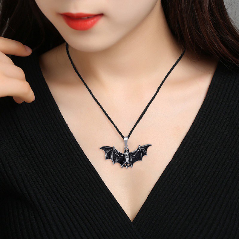 Dây chuyền mặt hình dơi đen phong cách Hip Hop thời trang độc đáo