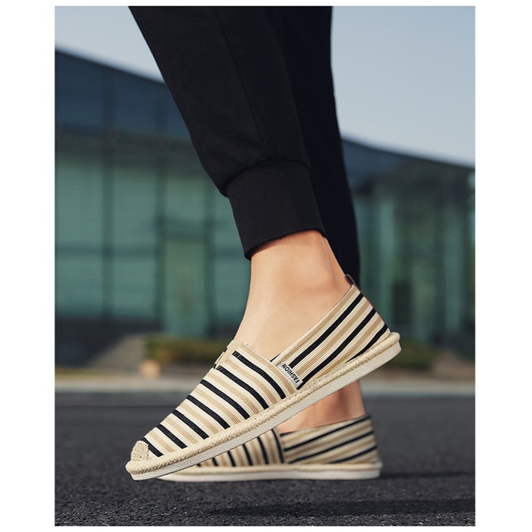 Slip on nam - Giày lười vải nam cao cấp - 4 màu sọc đen, xanh, vàng/đen & đỏ/đen - Mã SP 2906 | BigBuy360 - bigbuy360.vn