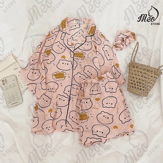 Đồ bộ lụa pijama cánh dơi mềm mịn mát.