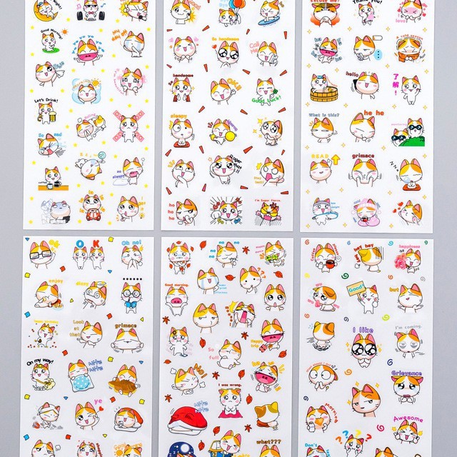 Set 6 Sticker mèo xinh xắn Pansi