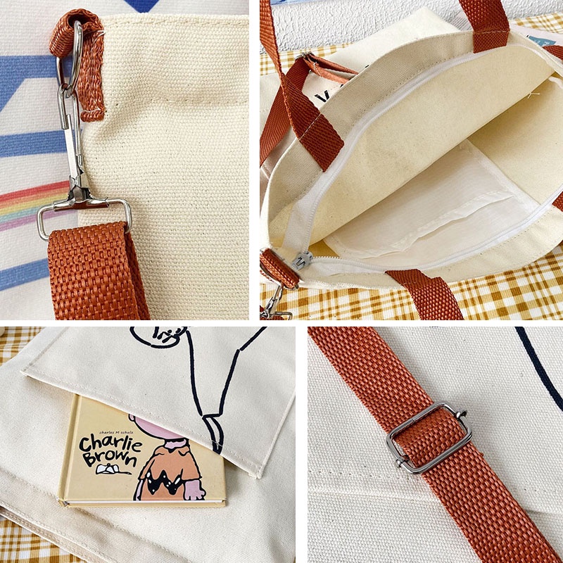 Chibi Túi Đeo Chéo Vải canvas Có Khóa Kéo Họa Tiết Hoạt Hình maruko Dễ Thương