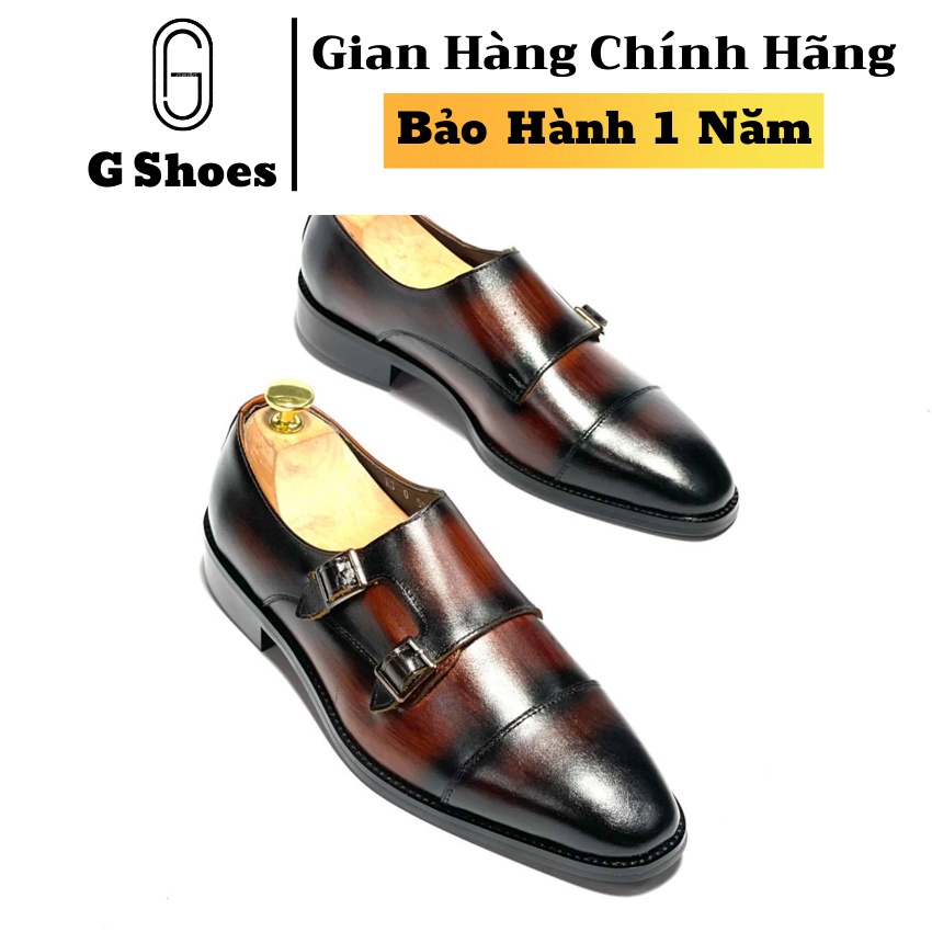 Giày lười tây nam da bò thật bảo hành 1 năm kiểu dáng Double Monkstrap - Mã T163